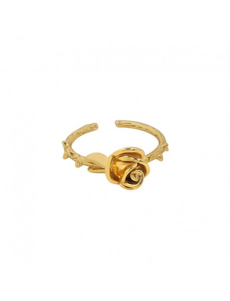 Beautiful Hollow Rose Flower 925 Sterling Silver Adjustable Ring
