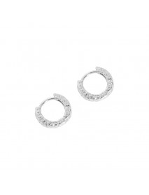 Mini Irregular Geometry Circle 925 Sterling Silver Huggie Hoop Earrings
