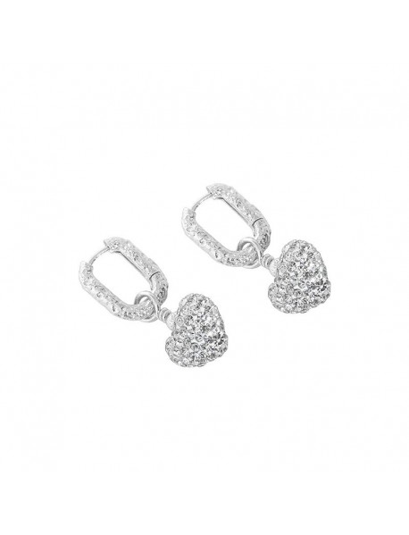 Elegant CZ Heart Geometry 925 Sterling Silver Dangling Earrings