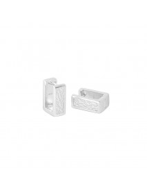Geometry Hollow Rectangle 925 Sterling Silver Hoop Earrings
