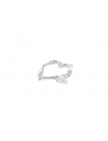 Party Irregular Heart CZ 925 Sterling Silver Non-Pierced Earring(Single)