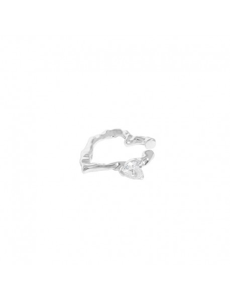 Party Irregular Heart CZ 925 Sterling Silver Non-Pierced Earring(Single)