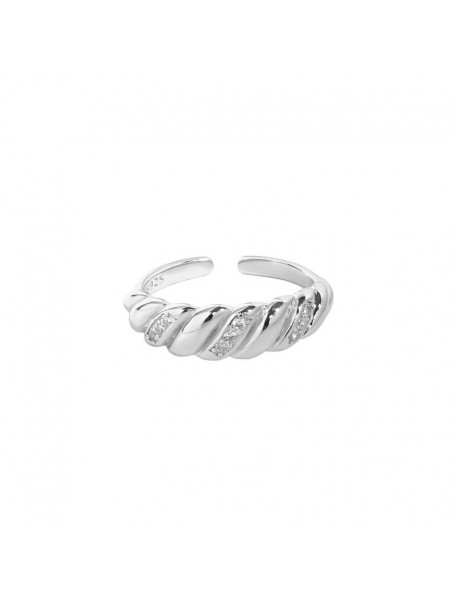Fashion Twisted CZ 925 Sterling Silver Adjustable Ring
