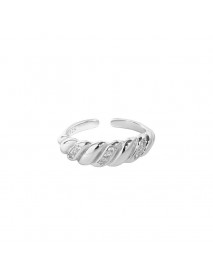 Fashion Twisted CZ 925 Sterling Silver Adjustable Ring