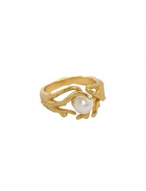 Elegant Natural Pearl Irregular 925 Sterling Silver Adjustable Ring