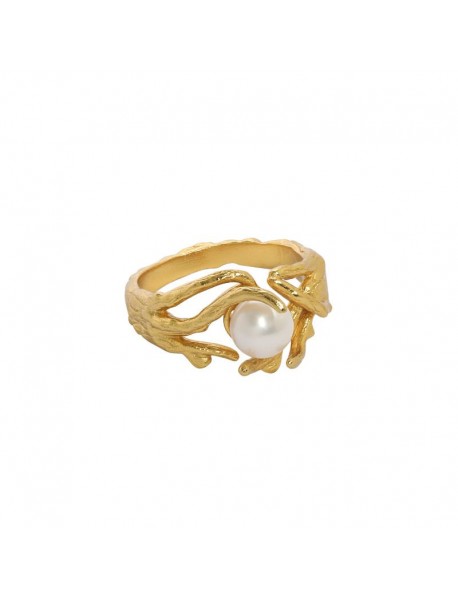 Elegant Natural Pearl Irregular 925 Sterling Silver Adjustable Ring