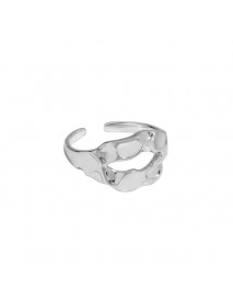 Fashion Irregular Lip 925 Sterling Silver Adjustable Ring