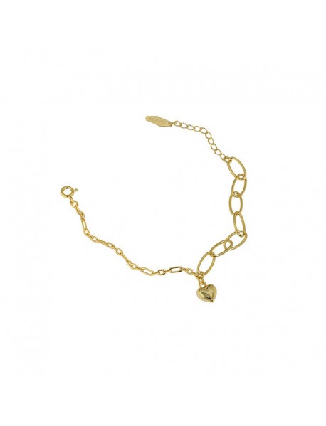 Irregular Hollow Chain Heart 925 Sterling Silver Bracelet