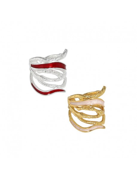 New Multi Layer Epoxy 925 Sterling Silver Adjustable Ring