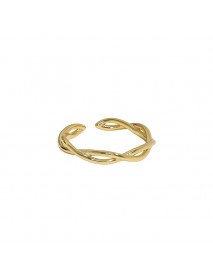 Casual Hollow Twisted Cross 925 Sterling Silver Adjustable Ring