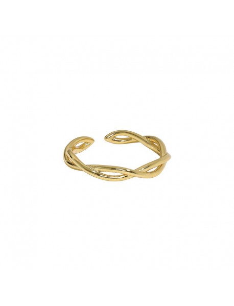 Casual Hollow Twisted Cross 925 Sterling Silver Adjustable Ring
