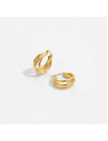 Daily Triple Circles 925 Sterling Silver Hoop Earrings