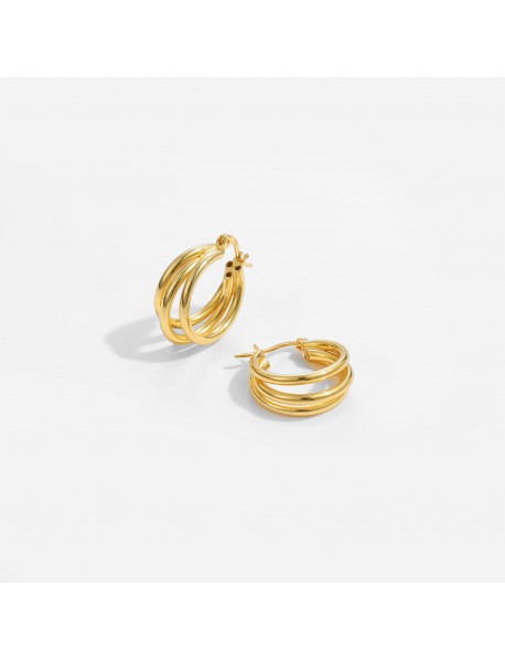 Daily Triple Circles 925 Sterling Silver Hoop Earrings
