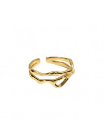 Fashion Irregular Hollow 925 Sterling Silver Adjustable Ring