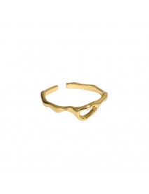Simple Irregular Hollow 925 Sterling Silver Adjustable Ring