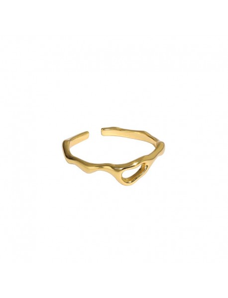 Simple Irregular Hollow 925 Sterling Silver Adjustable Ring