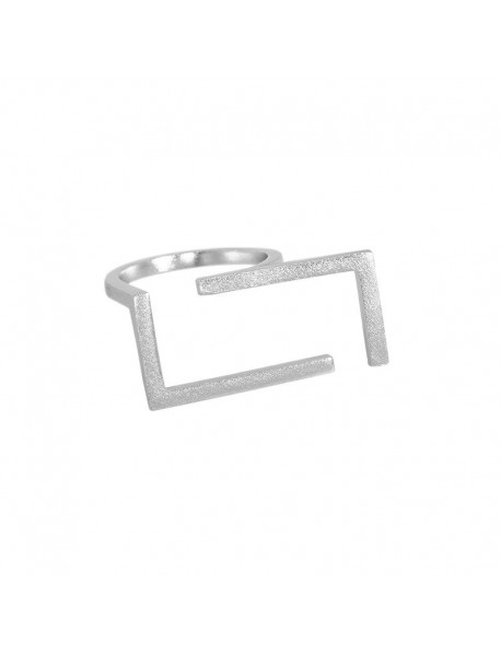 Casual Geometry Hollow Rectangle 925 Sterling Silver Adjustable Ring
