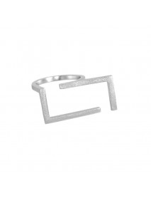 Casual Geometry Hollow Rectangle 925 Sterling Silver Adjustable Ring