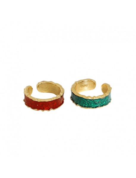 Holiday Epoxy Irregular 925 Sterling Silver Adjustable Ring