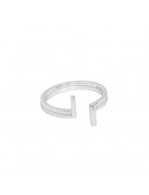 Fashion Double T Letters 925 Sterling Silver Adjustable Ring