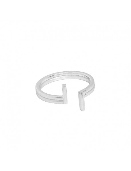Fashion Double T Letters 925 Sterling Silver Adjustable Ring