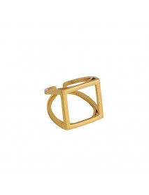 Simple Hollow Square 925 Sterling Silver Adjustable Ring