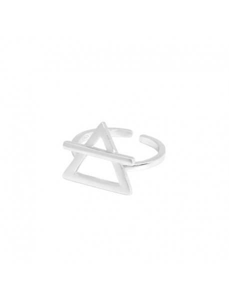 Geometry Hollow Triangle 925 Sterling Silver Adjustable Ring