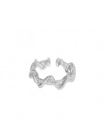 Party Double Layer Twisted Wave 925 Sterling Silver Adjustable Ring