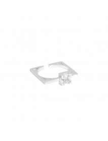 Geometry Square CZ 925 Sterling Silver Adjustable Ring