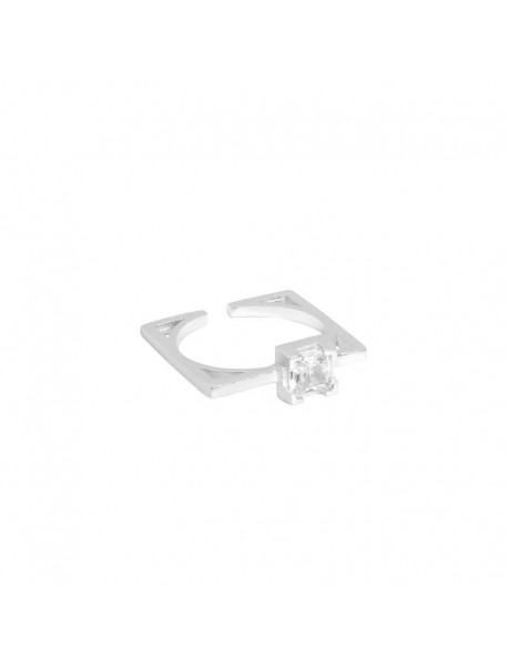 Geometry Square CZ 925 Sterling Silver Adjustable Ring
