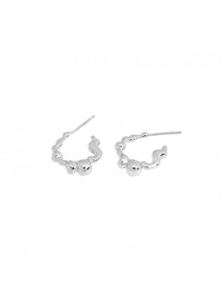 Geometry Irregular C Shape 925 Sterling Silver Hoop Earrings