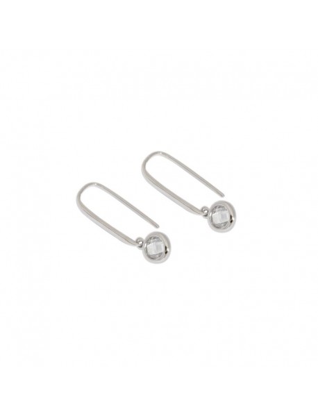 Simple Round CZ U Shape 925 Sterling Silver Stud Earrings