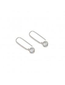 Simple Round CZ U Shape 925 Sterling Silver Stud Earrings