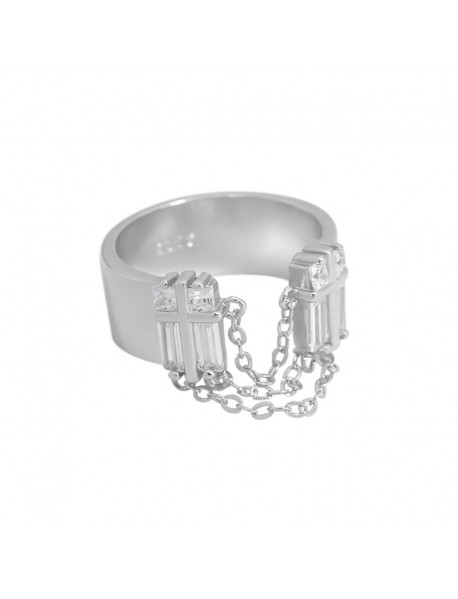 Party CZ Chain Tassels 925 Sterling Silver Adjustable Ring