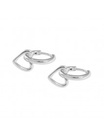 Girl Hollow Heart 925 Sterling Silver Hoop Earrings