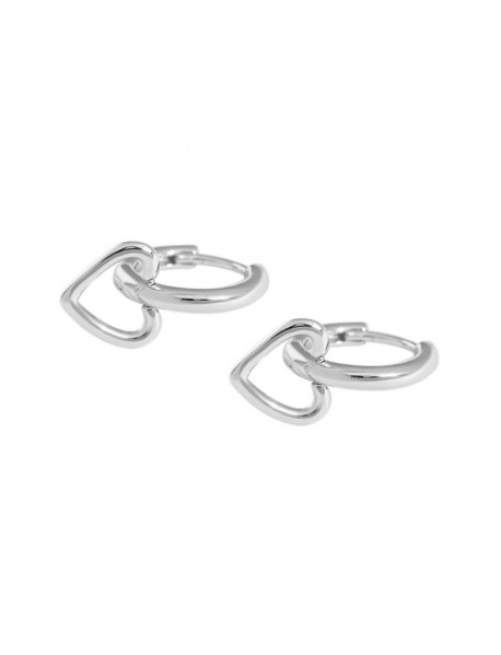 Girl Hollow Heart 925 Sterling Silver Hoop Earrings