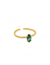 Simple Oval Created Tourmaline 925 Sterling Silver Adjustable Ring