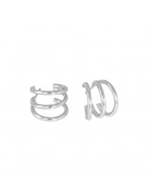 Fashion Triple Layer Lines 925 Sterling Silver Stud Earrings