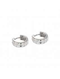 Simple Gear Circle 925 Sterling Silver Huggie Hoop Earrings