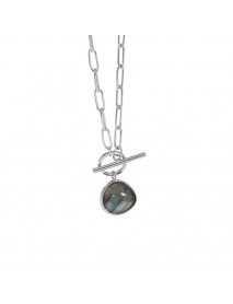 Fashion OT Shape Natural Anemousite 925 Sterling Silver Necklace
