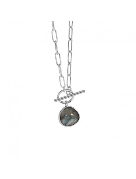 Fashion OT Shape Natural Anemousite 925 Sterling Silver Necklace