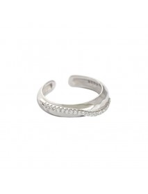 Unique CZ Lines 925 Sterling Silver Adjustable Ring