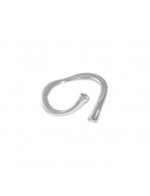 Simple CZ Irregular Cross 925 Sterling Silver Adjustable Ring