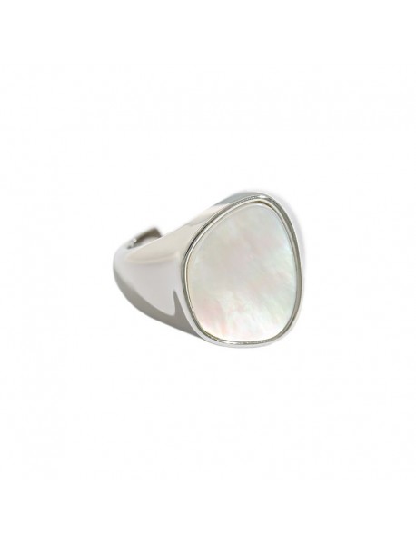 Simple Irregular Round Shell 925 Sterling Silver Adjustable Ring