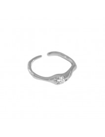 Minimalism Irregular CZ 925 Sterling Silver Adjustable Ring