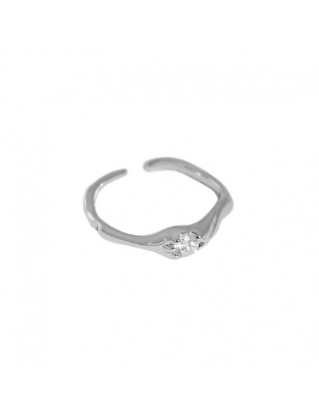 Minimalism Irregular CZ 925 Sterling Silver Adjustable Ring