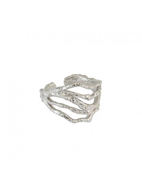 Irregular Hollow Multi Layer 925 Sterling Silver Adjustable Ring