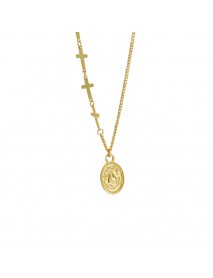 Gift Oval Tag Cross Chain 925 Sterling Silver Necklace