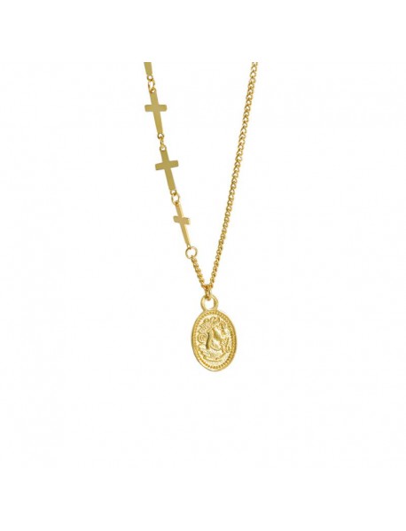 Gift Oval Tag Cross Chain 925 Sterling Silver Necklace