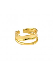 Irregular Lines Double Layer 925 Sterling Silver Adjustable Ring